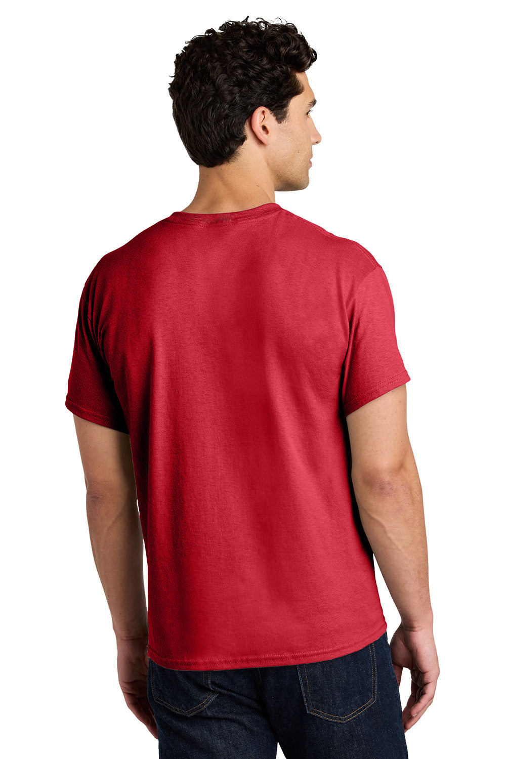 Gildan 5000/G500 Mens Short Sleeve Crewneck T-Shirt Red Model Back