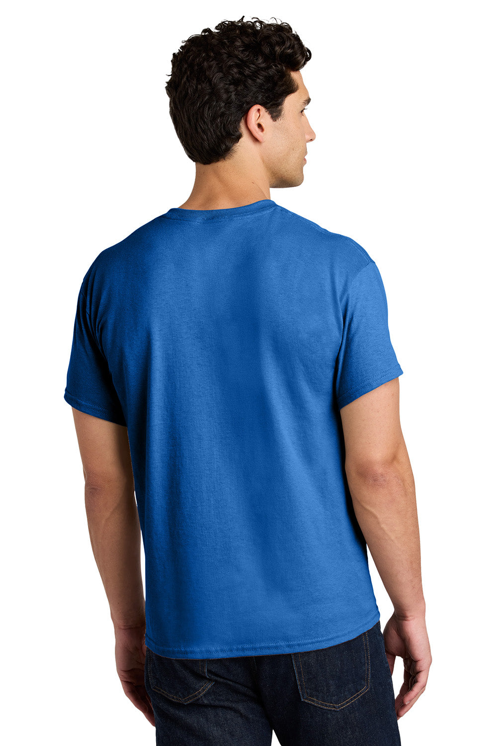 Gildan 5000/G500 Mens Short Sleeve Crewneck T-Shirt Royal Blue Model Back