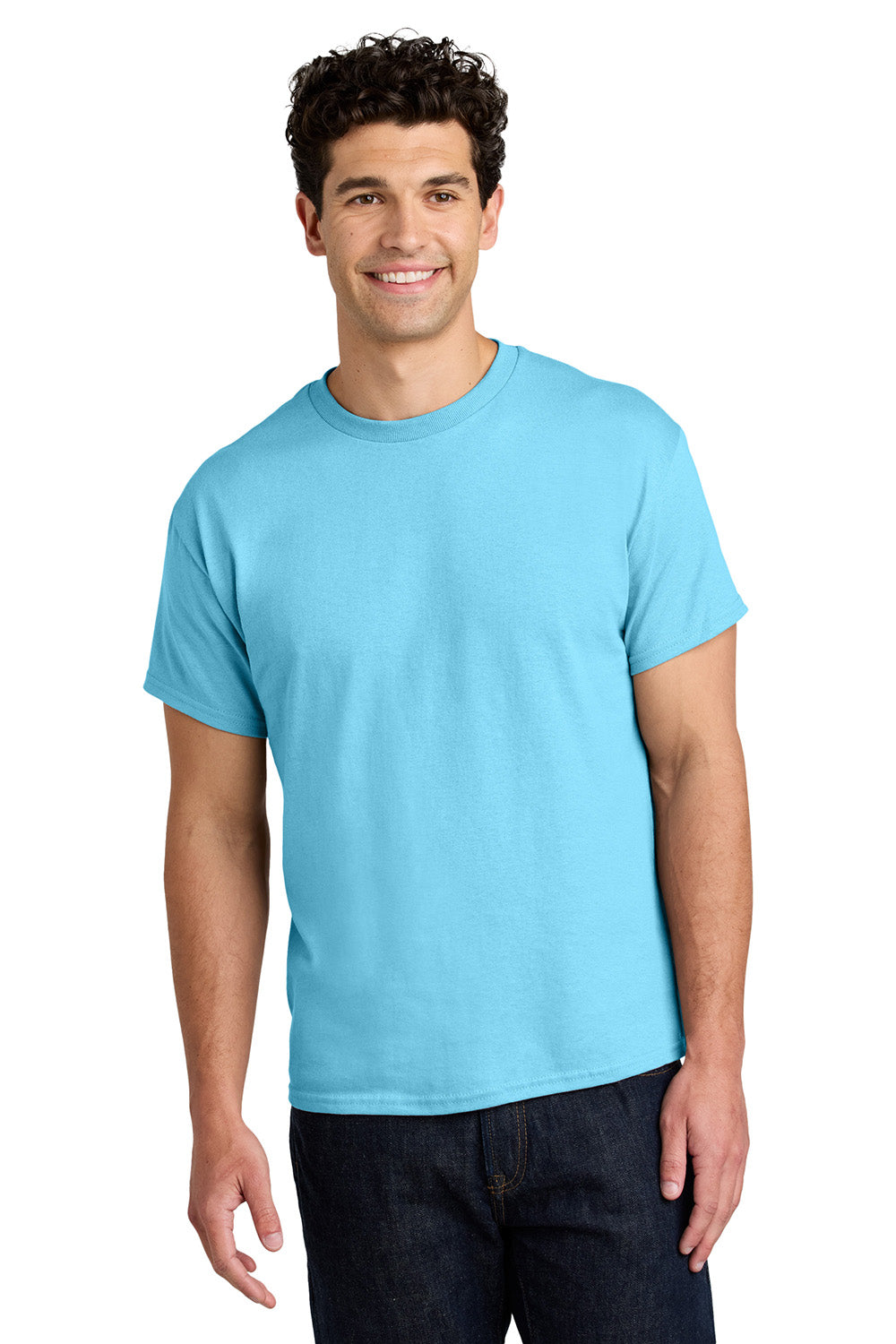 Gildan 5000/G500 Mens Short Sleeve Crewneck T-Shirt Sky Blue Model Front