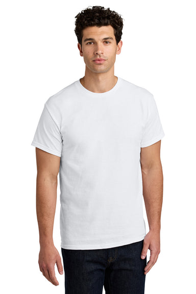 Gildan 5000/G500 Mens Short Sleeve Crewneck T-Shirt White Model Front