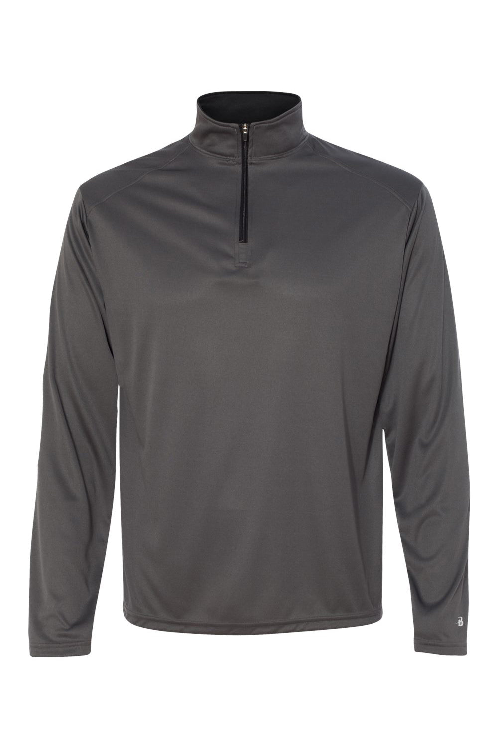 Badger 4102 Mens B-Core Moisture Wicking 1/4 Zip Pullover Graphite Grey/Black Flat Front