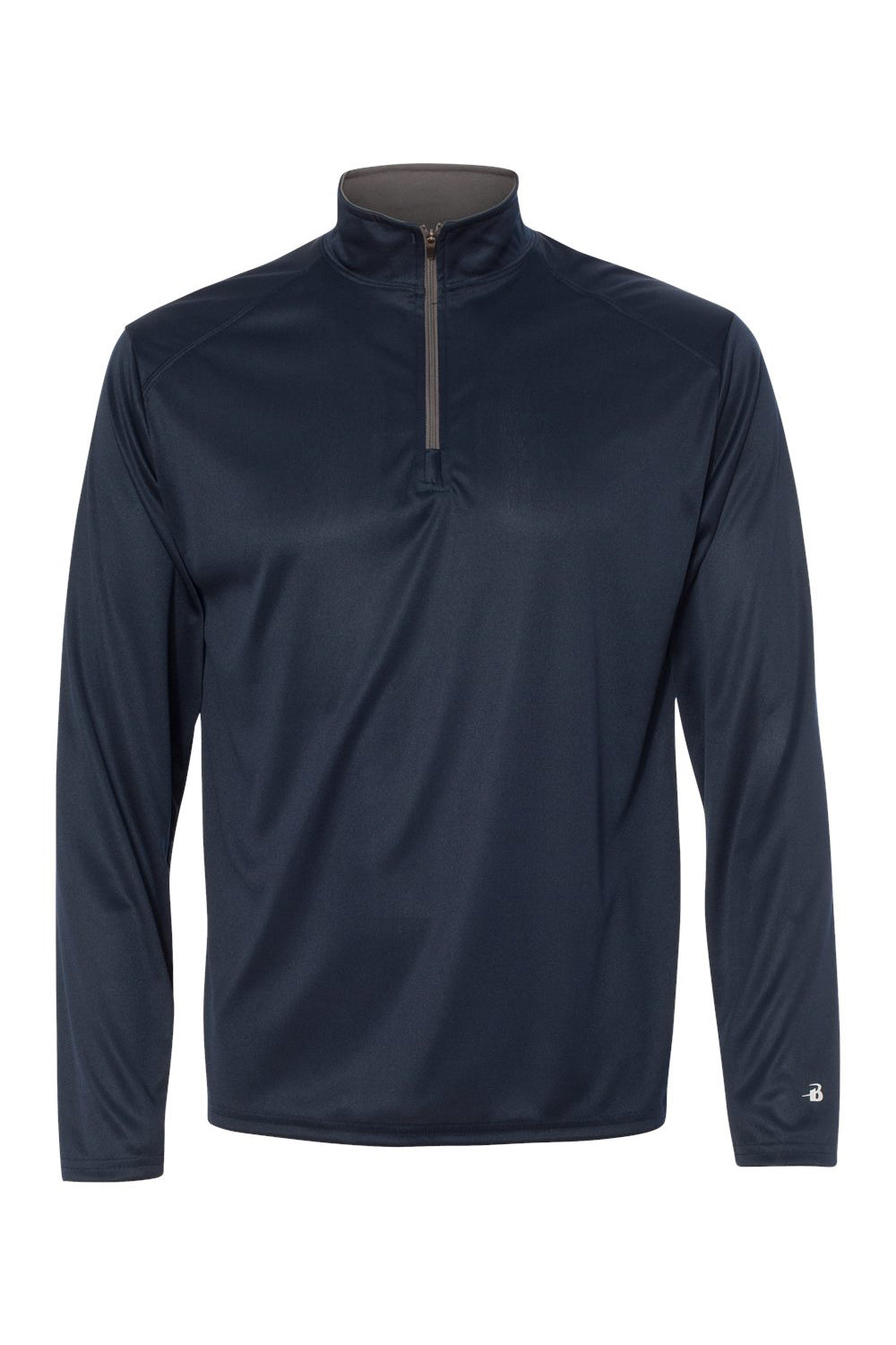 Badger 4102 Mens B-Core Moisture Wicking 1/4 Zip Pullover Navy Blue/Graphite Grey Flat Front