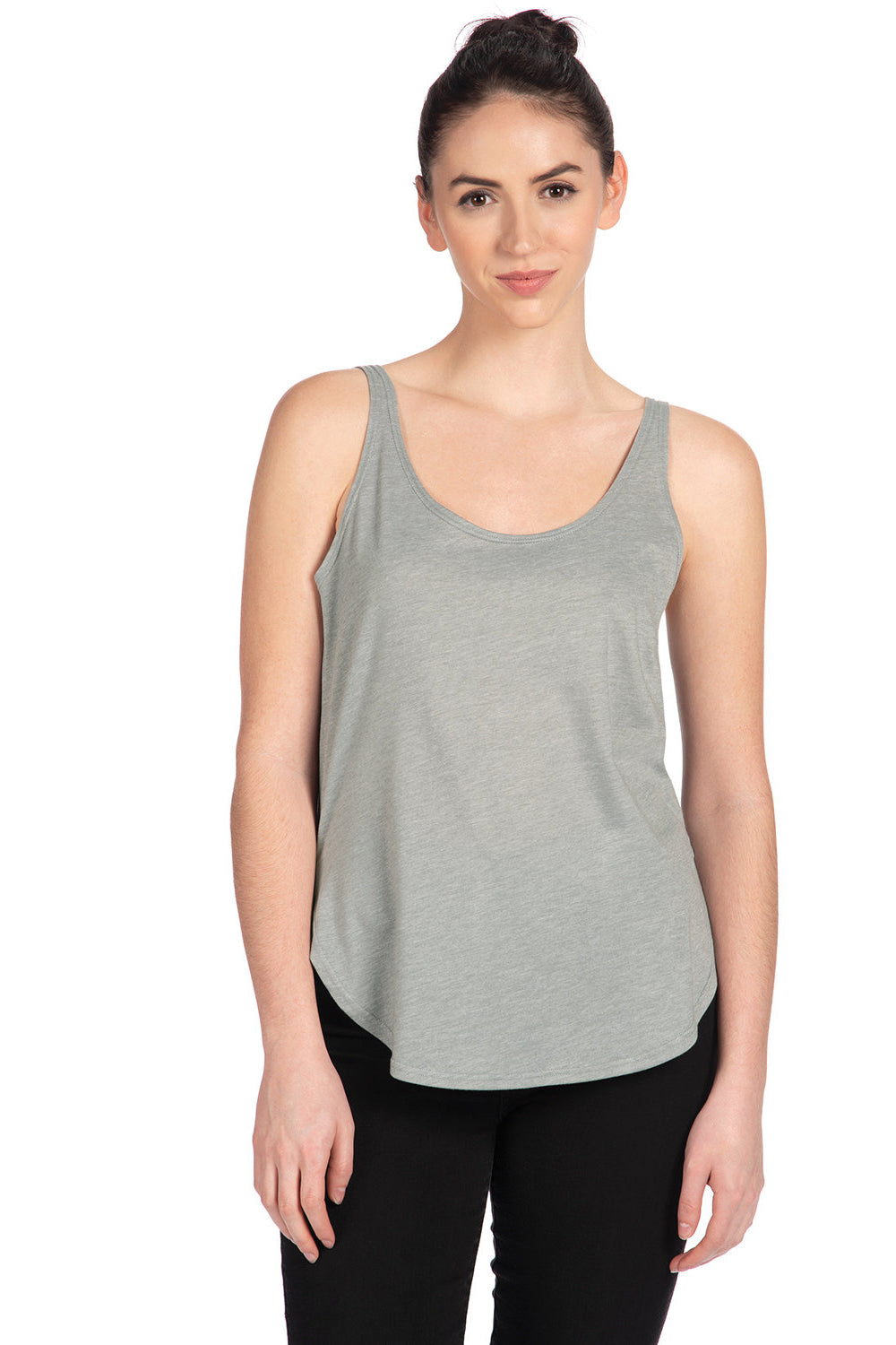 Next Level 5033 Womens Festival Tank Top Heather Grey Model Front