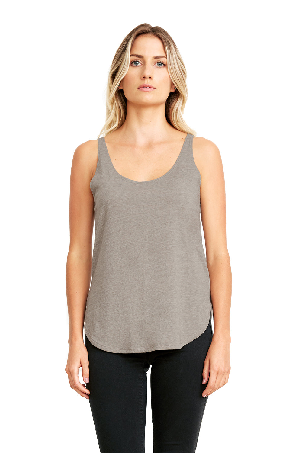 Next Level 5033 Womens Festival Tank Top Ash Grey Model Front