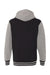 Independent Trading Co. IND45UVZ Mens Varsity Full Zip Hooded Sweatshirt Hoodie Black/Heather Gunmetal Grey Flat Back