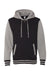 Independent Trading Co. IND45UVZ Mens Varsity Full Zip Hooded Sweatshirt Hoodie Black/Heather Gunmetal Grey Flat Front