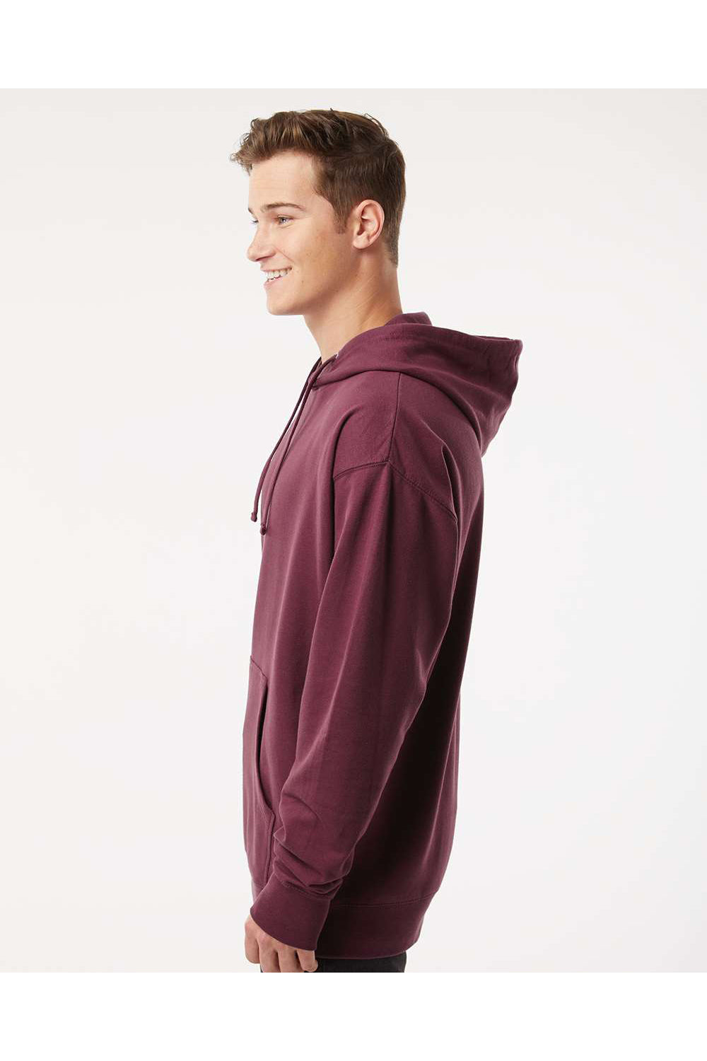 Independent Trading Co. SS4500 Mens Hooded Sweatshirt Hoodie Maroon Model Side