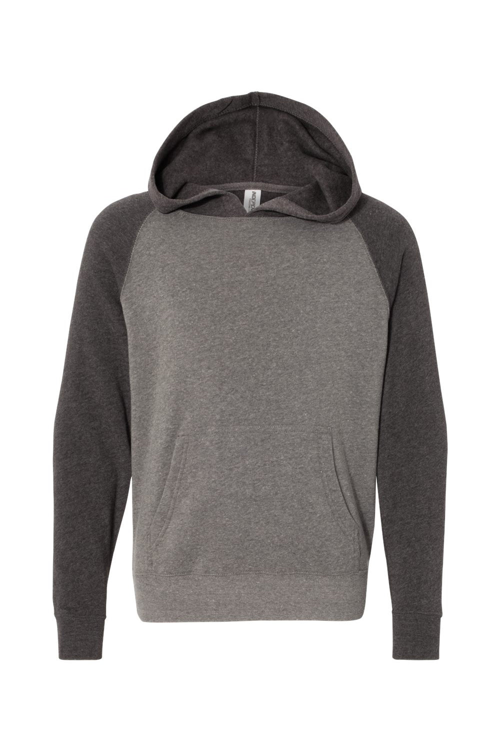 Independent Trading Co. PRM15YSB Youth Special Blend Raglan Hooded Sweatshirt Hoodie Nickel Grey/Carbon Grey Flat Front