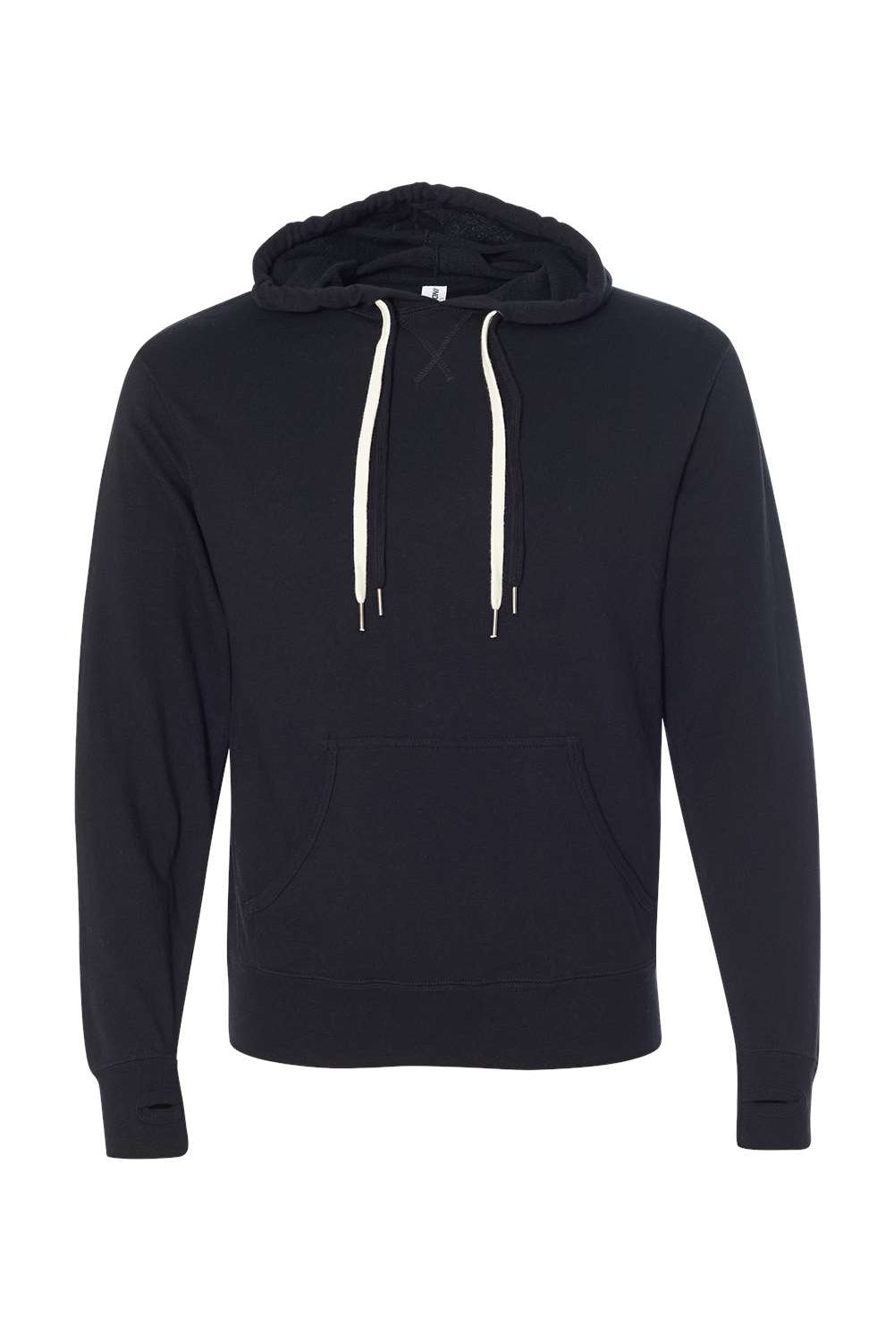 Independent Trading Co. PRM90HT Mens French Terry Hooded Sweatshirt Hoodie Black Flat Front