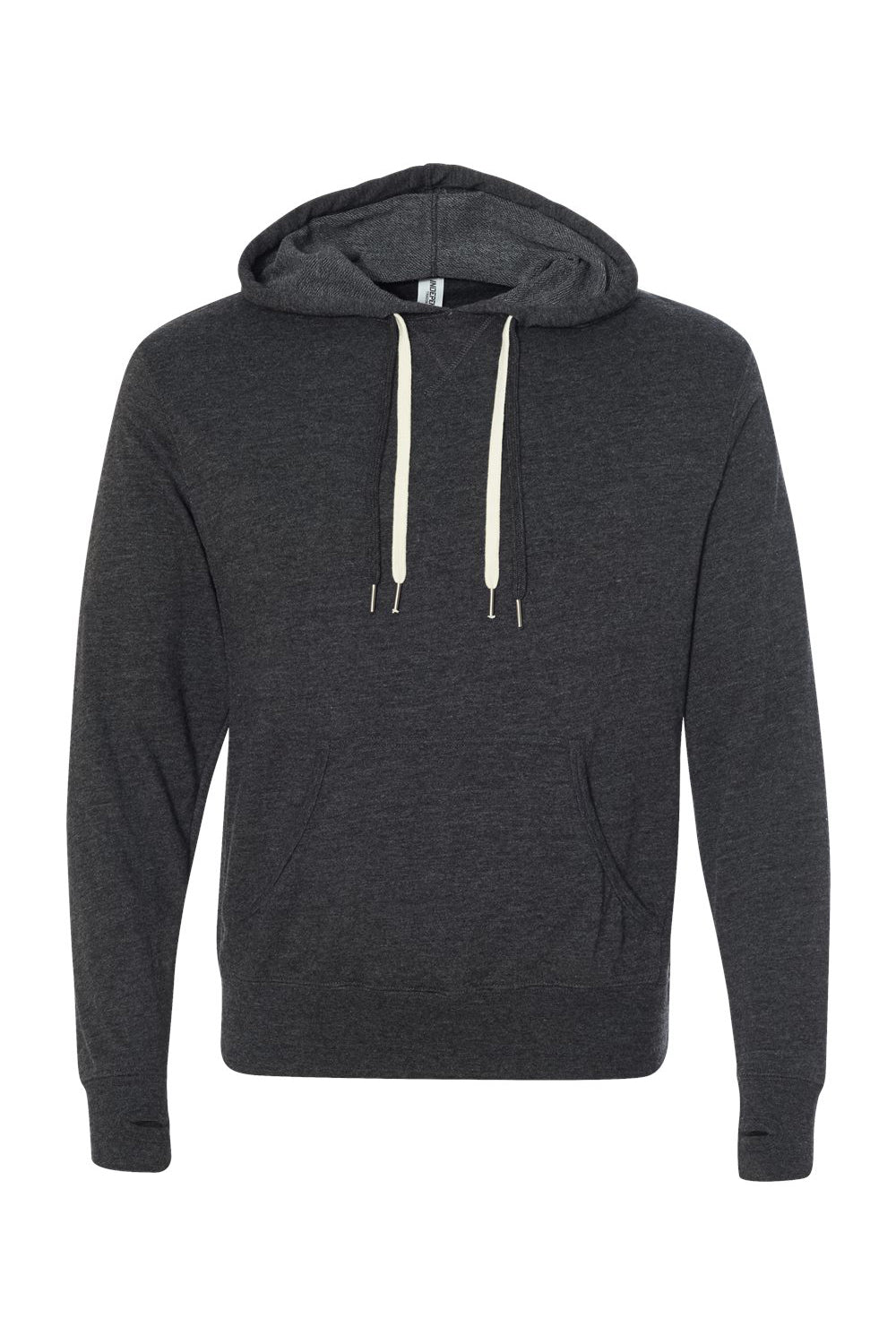 Independent Trading Co. PRM90HT Mens French Terry Hooded Sweatshirt Hoodie Heather Charcoal Grey Flat Front