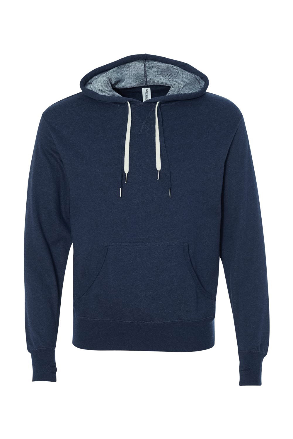 Independent Trading Co. PRM90HT Mens French Terry Hooded Sweatshirt Hoodie Heather Navy Blue Flat Front