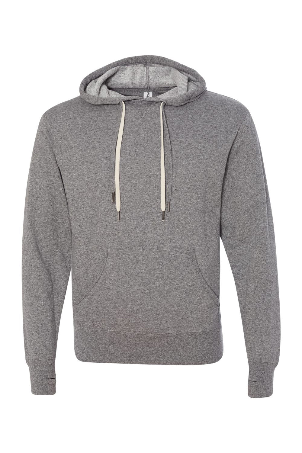 Independent Trading Co. PRM90HT Mens French Terry Hooded Sweatshirt Hoodie Salt & Pepper Grey Flat Front