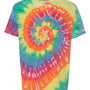 Dyenomite Mens Vintage Festival Tie Dyed Short Sleeve Crewneck T-Shirt - Classic Rainbow Spiral - NEW