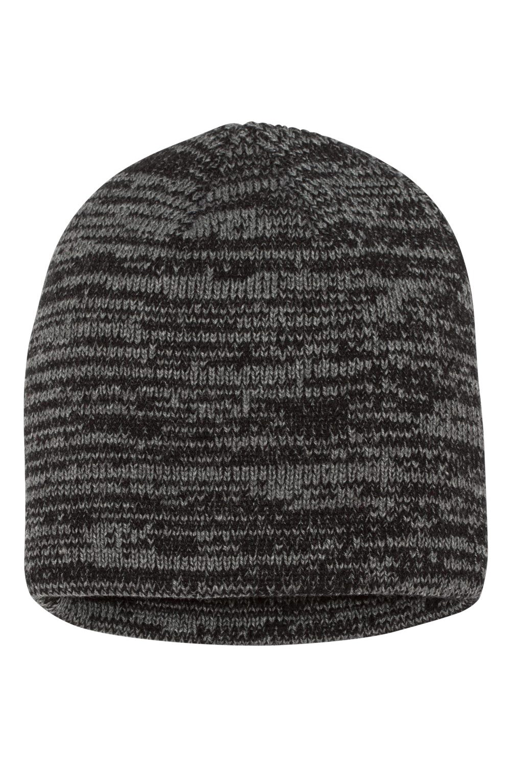 Sportsman SP03 Mens Marled Beanie Black/Dark Grey Flat Front