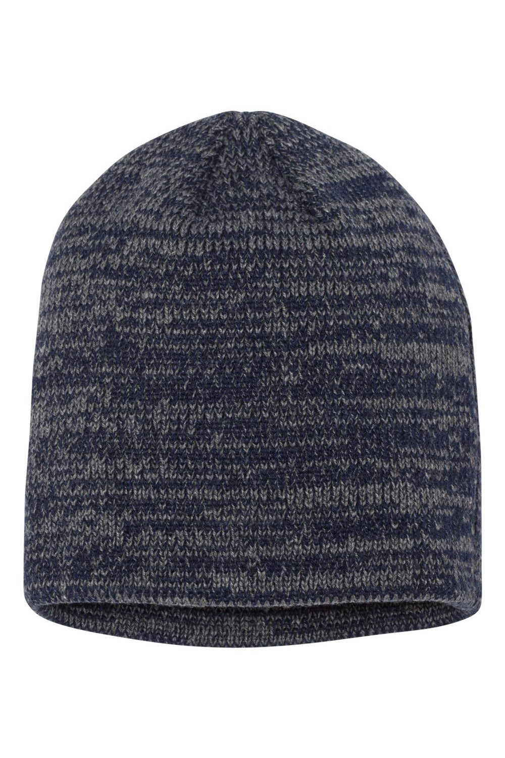 Sportsman SP03 Mens Marled Beanie Navy Blue/Dark Grey Flat Front