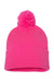 Sportsman SP15 Mens Pom-Pom Cuffed Beanie Neon Pink Flat Front