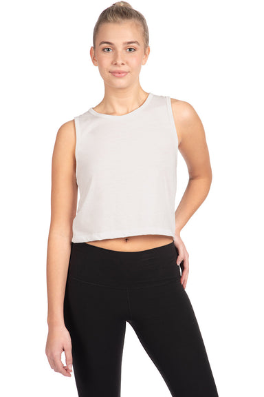 Next Level 5083 Womens Festival Cropped Tank Top White Model Front