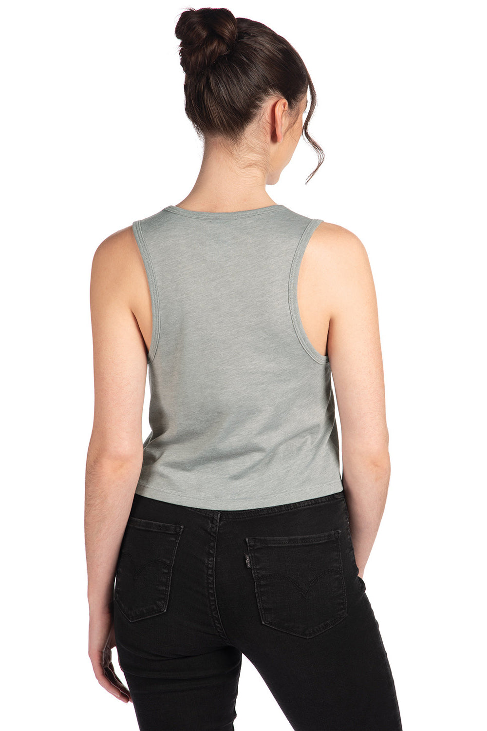 Next Level 5083 Womens Festival Cropped Tank Top Heather Grey Model Back