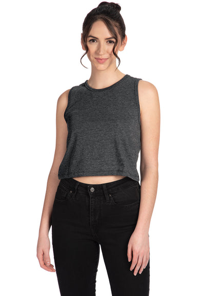 Next Level 5083 Womens Festival Cropped Tank Top Charcoal Grey Model Front