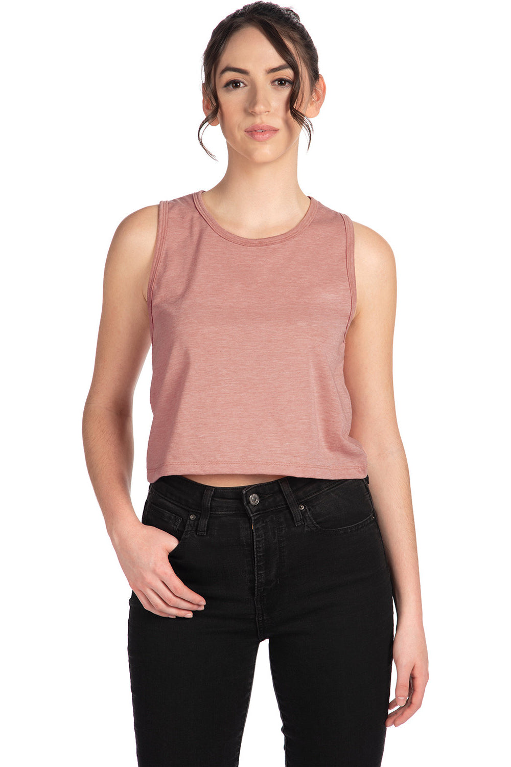 Next Level 5083 Womens Festival Cropped Tank Top Desert Pink Model Front