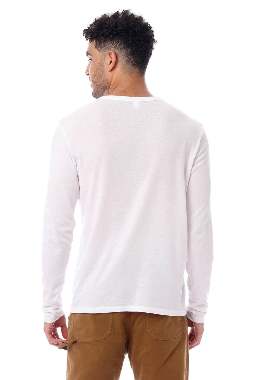 Alternative AA5100/5100BP/5100 Mens The Keeper Vintage Long Sleeve Crewneck T-Shirt White Model Back