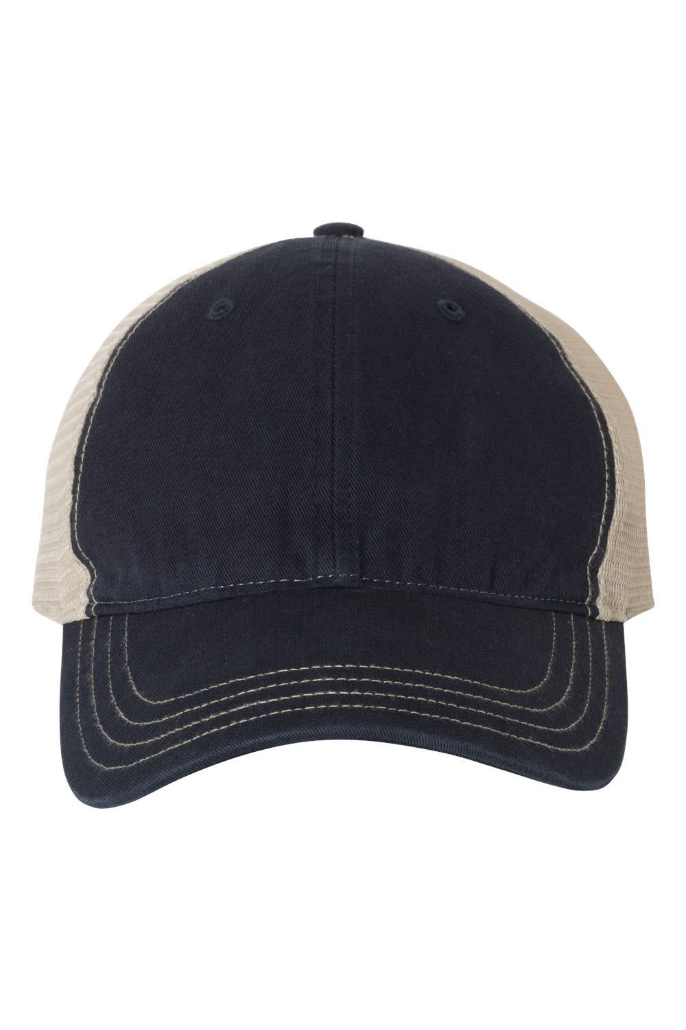 Richardson 111 Mens Garment Washed Trucker Hat Navy Blue/Khaki Flat Front