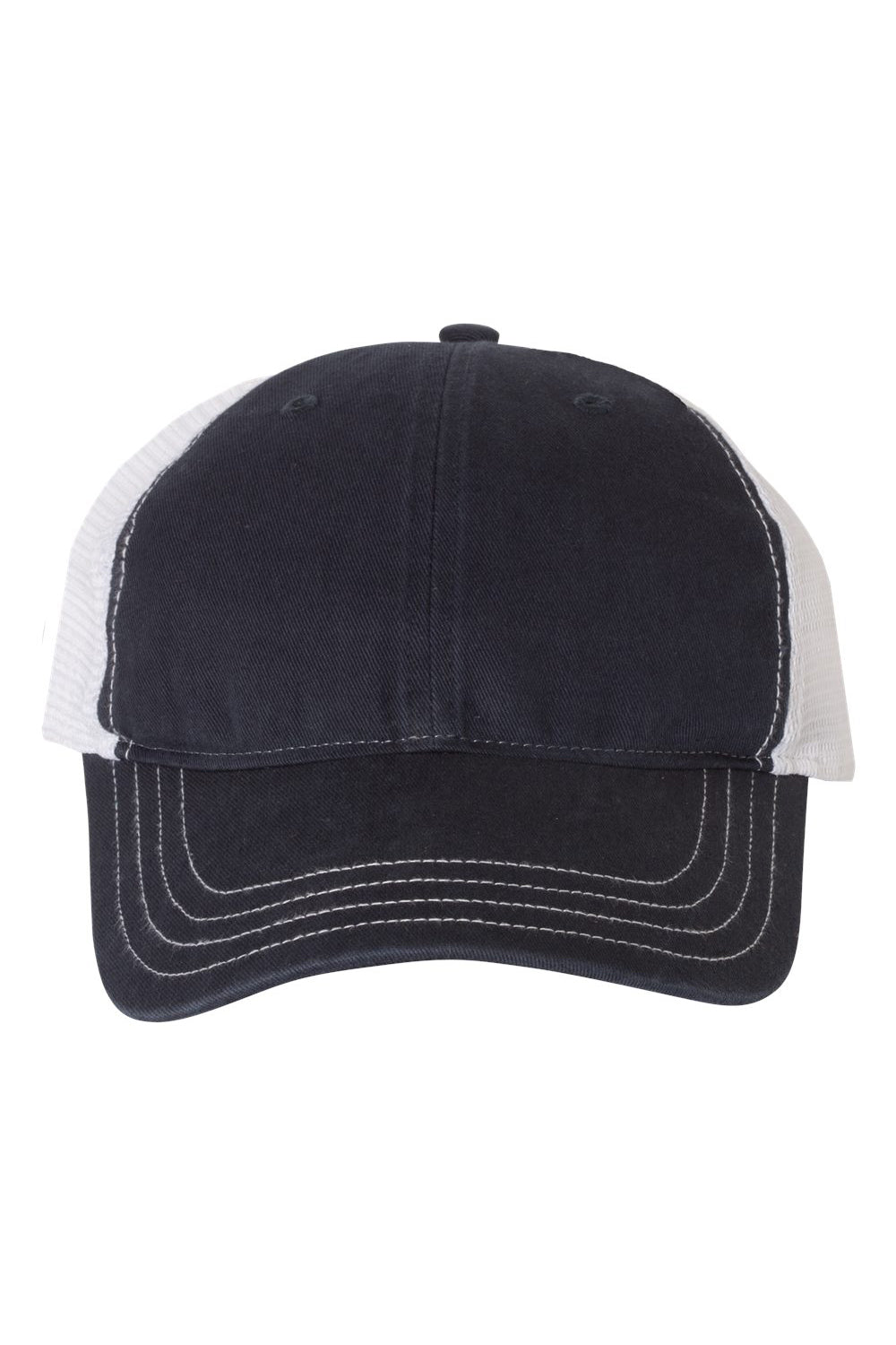 Richardson 111 Mens Garment Washed Trucker Hat Navy Blue/White Flat Front