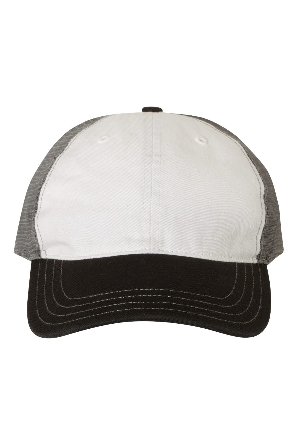 Richardson 111 Mens Garment Washed Trucker Hat White/Charcoal Grey/Black Flat Front