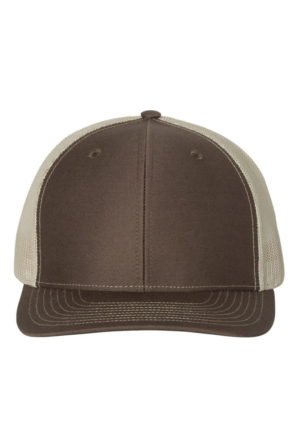 Richardson 112 Mens Snapback Trucker Hat Brown/Khaki Flat Front