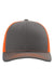 Richardson 112 Mens Snapback Trucker Hat Charcoal Grey/Neon Orange Flat Front