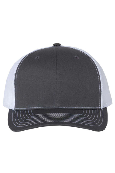 Richardson 112 Mens Snapback Trucker Hat Charcoal Grey/White Flat Front