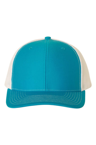 Richardson 112 Mens Snapback Trucker Hat Cyan Blue/White Flat Front