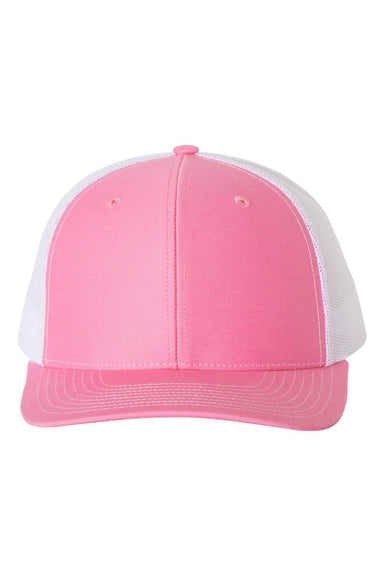 Richardson 112 Mens Snapback Trucker Hat Hot Pink/White Flat Front