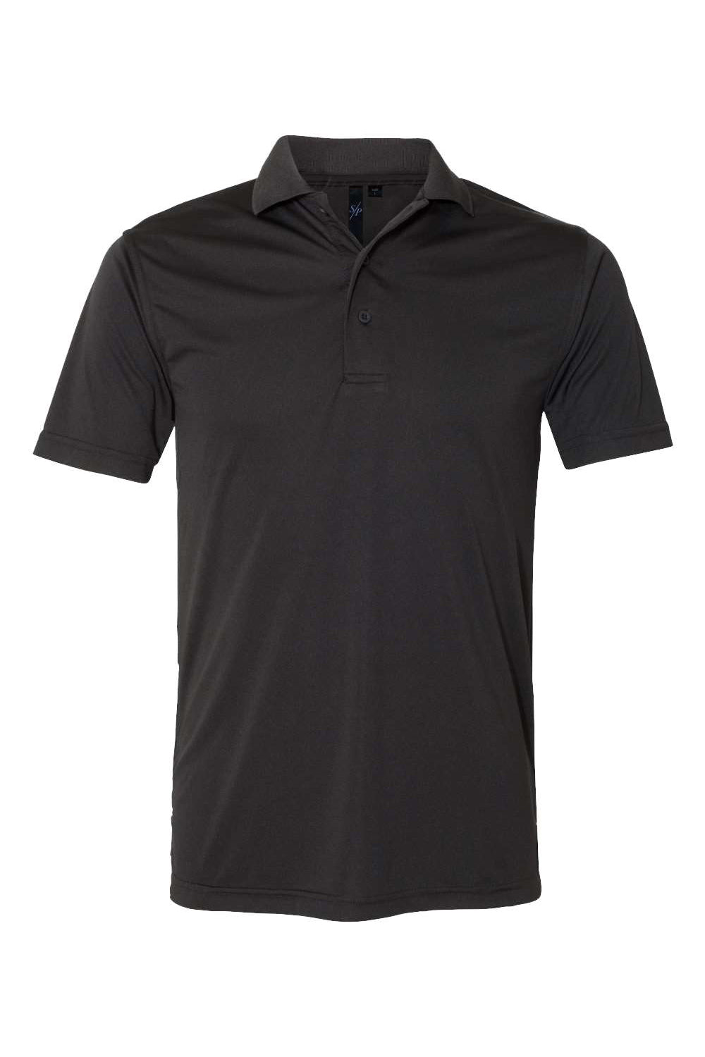 Sierra Pacific 0100 Mens Moisture Wicking Short Sleeve Polo Shirt Black Flat Front