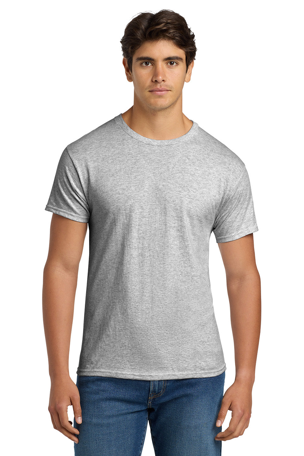 Hanes 5170 Mens EcoSmart Short Sleeve Crewneck T-Shirt Ash Grey Model Front