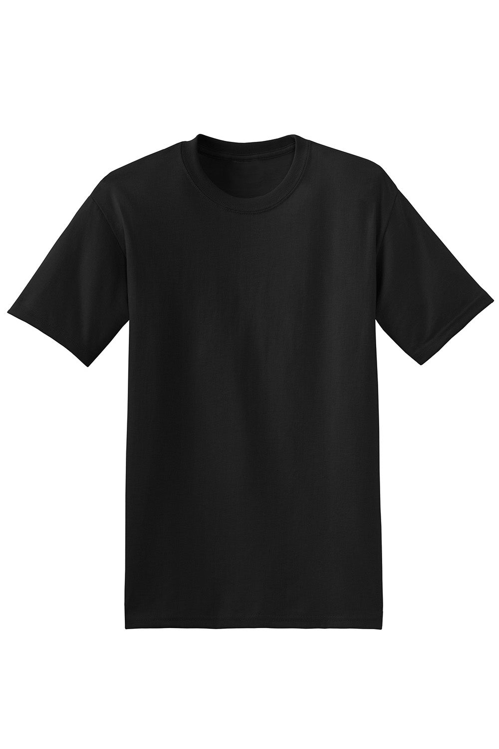 Hanes 5170 Mens EcoSmart Short Sleeve Crewneck T-Shirt Black Flat Front