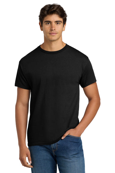 Hanes 5170 Mens EcoSmart Short Sleeve Crewneck T-Shirt Black Model Front