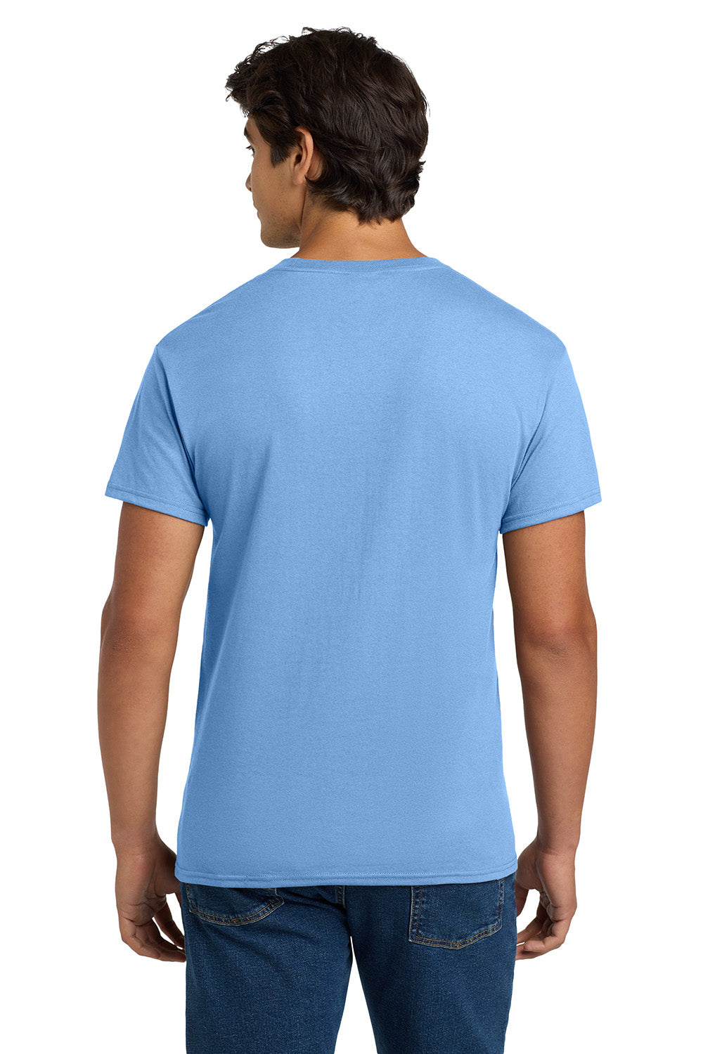 Hanes 5170 Mens EcoSmart Short Sleeve Crewneck T-Shirt Carolina Blue Model Back