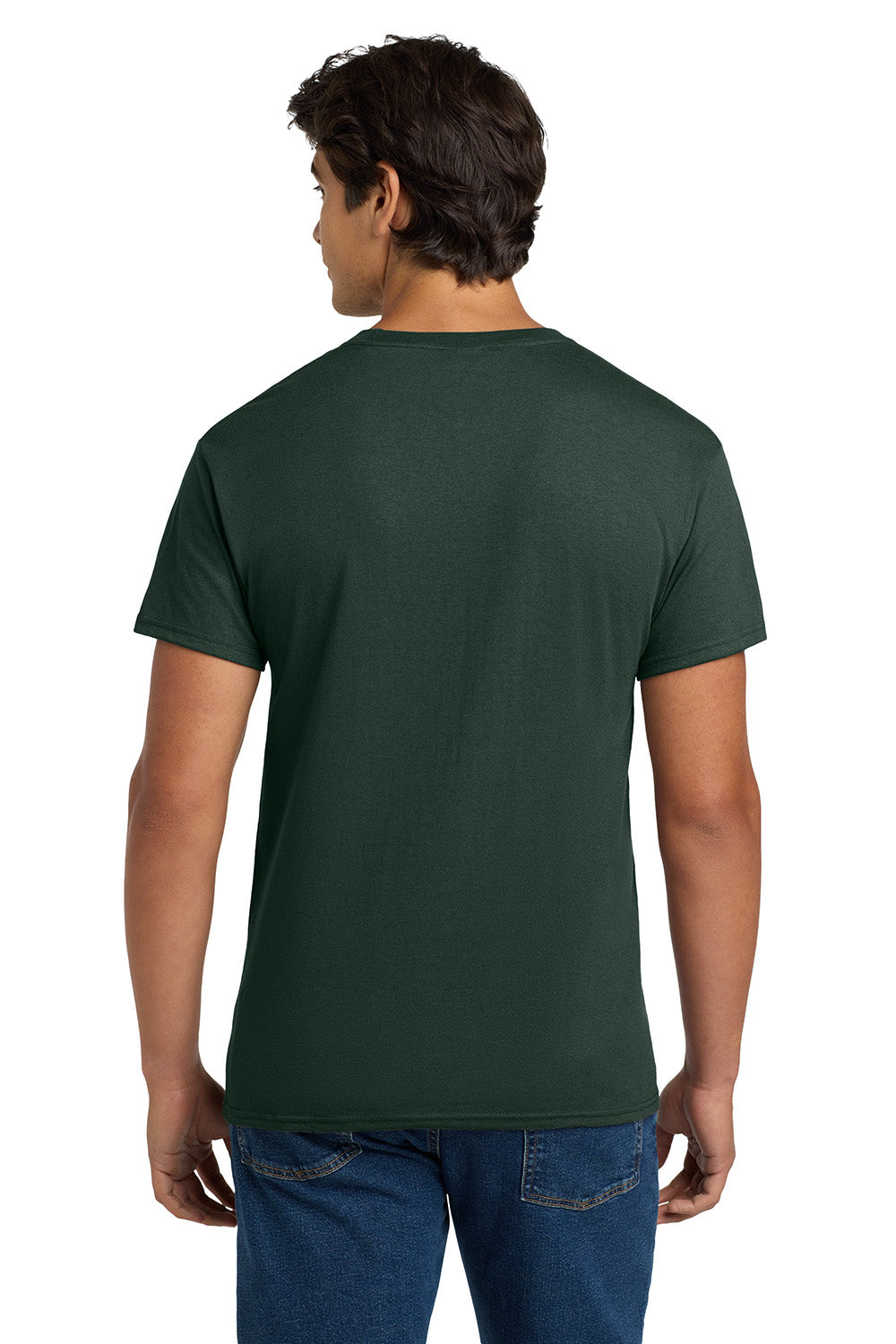 Hanes 5170 Mens EcoSmart Short Sleeve Crewneck T-Shirt Deep Forest Green Model Back