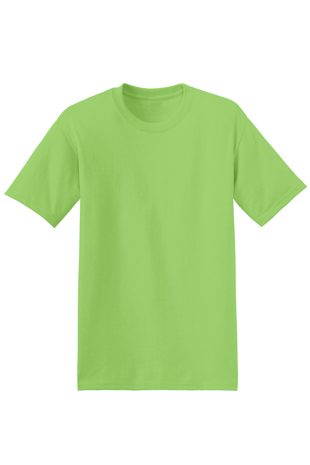 Hanes 5170 Mens EcoSmart Short Sleeve Crewneck T-Shirt Lime Green Flat Front