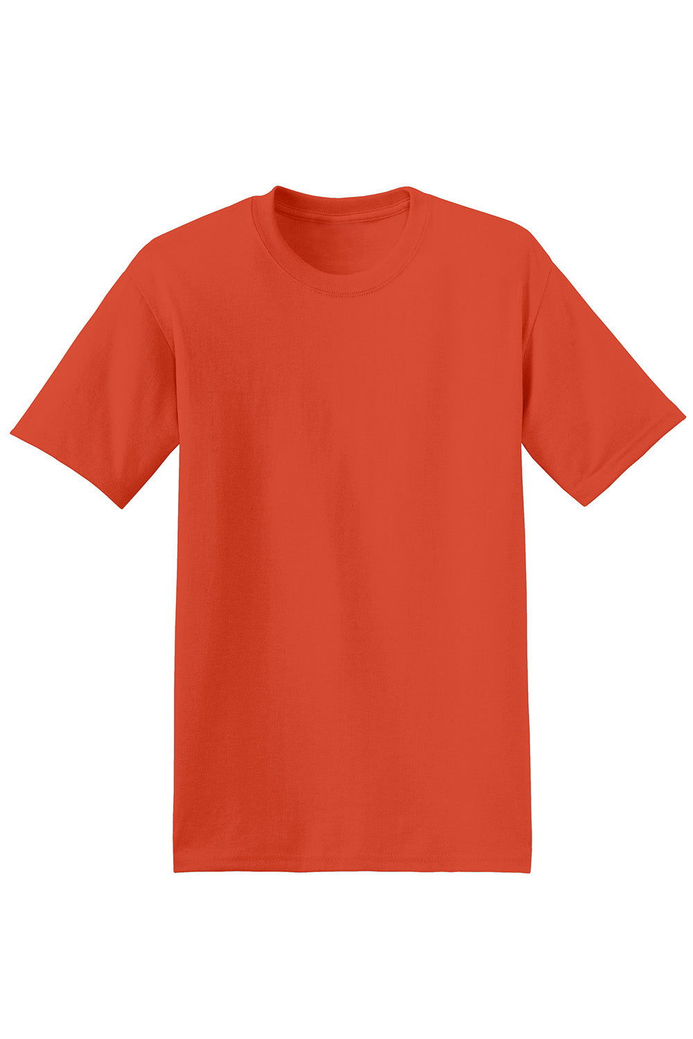 Hanes 5170 Mens EcoSmart Short Sleeve Crewneck T-Shirt Orange Flat Front