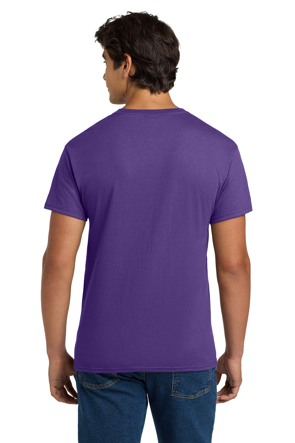 Hanes 5170 Mens EcoSmart Short Sleeve Crewneck T-Shirt Purple Model Back