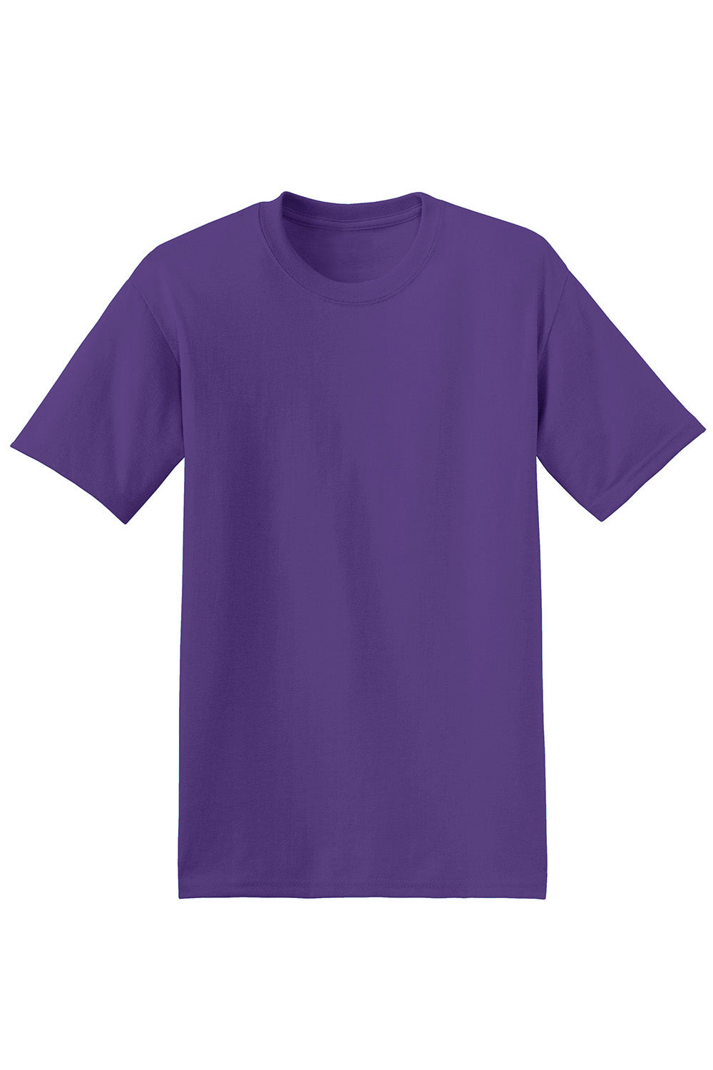 Hanes 5170 Mens EcoSmart Short Sleeve Crewneck T-Shirt Purple Flat Front