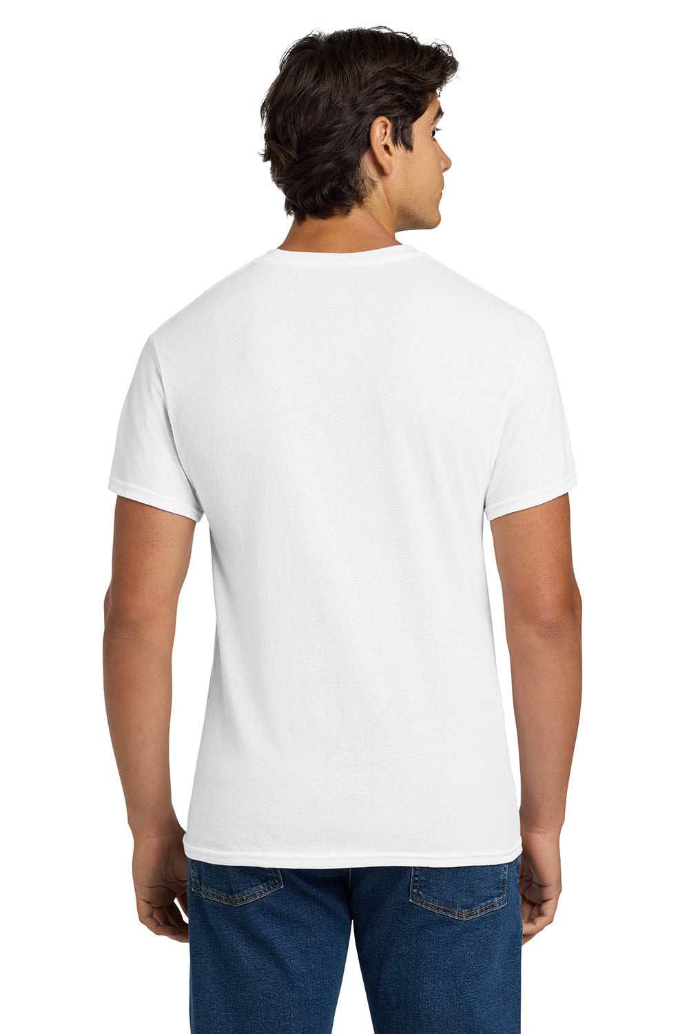 Hanes 5170 Mens EcoSmart Short Sleeve Crewneck T-Shirt White Model Back