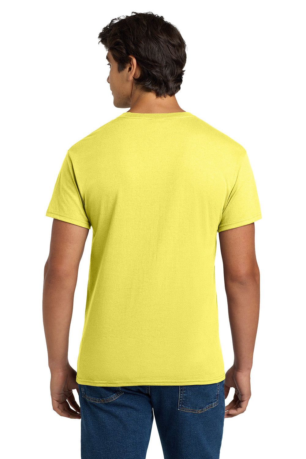 Hanes 5170 Mens EcoSmart Short Sleeve Crewneck T-Shirt Yellow Model Back