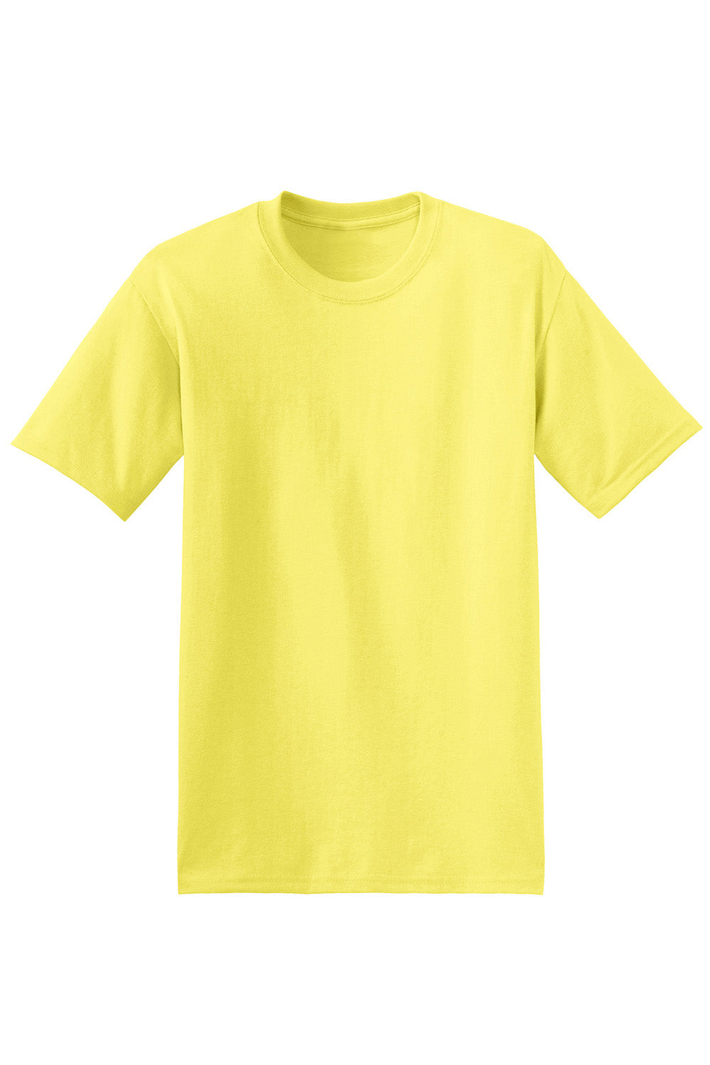 Hanes 5170 Mens EcoSmart Short Sleeve Crewneck T-Shirt Yellow Flat Front