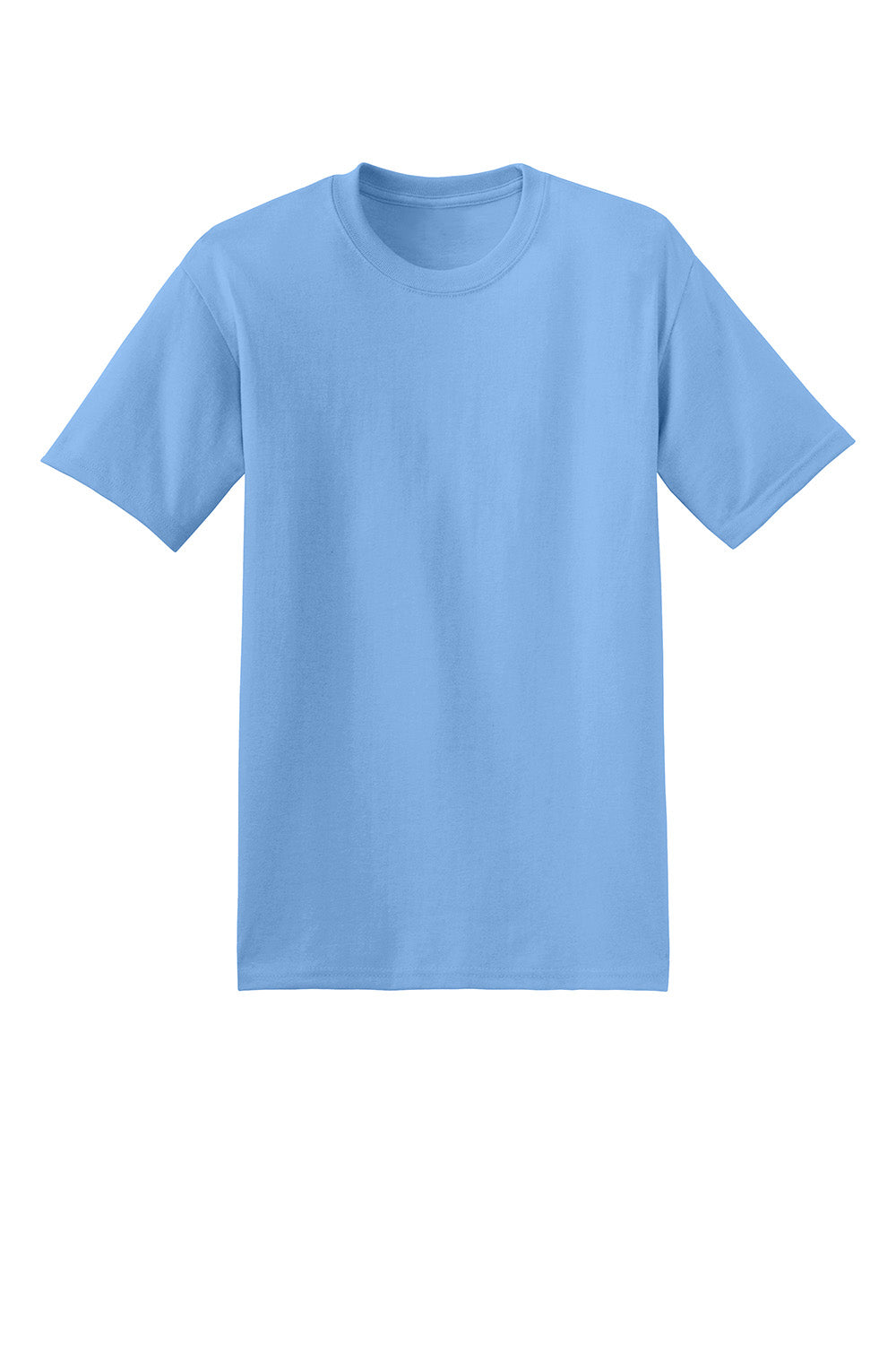 Hanes 5170 Mens EcoSmart Short Sleeve Crewneck T-Shirt Carolina Blue Flat Front