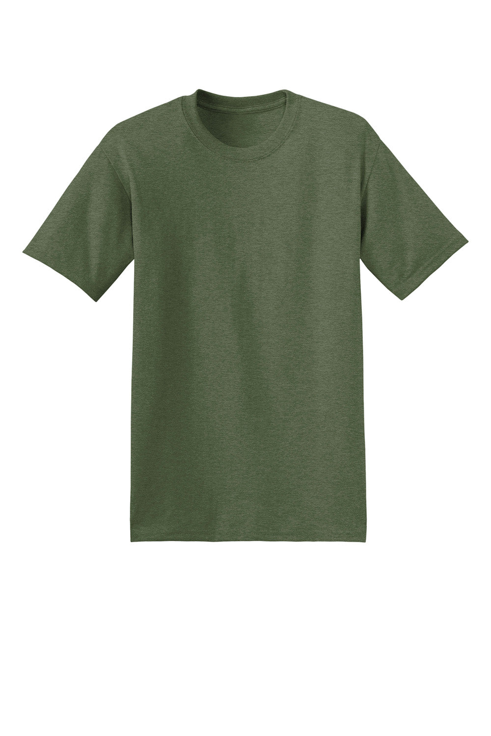 Hanes 5170 Mens EcoSmart Short Sleeve Crewneck T-Shirt Heather Green Flat Front