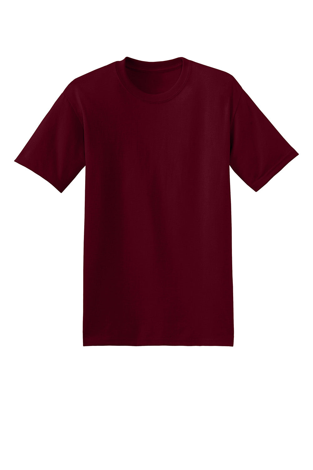 Hanes 5170 Mens EcoSmart Short Sleeve Crewneck T-Shirt Maroon Flat Front