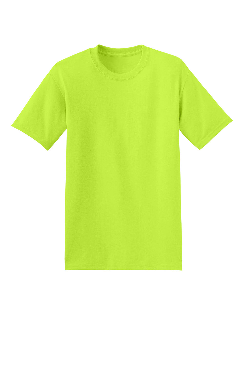 Hanes 5170 Mens EcoSmart Short Sleeve Crewneck T-Shirt Safety Green Flat Front